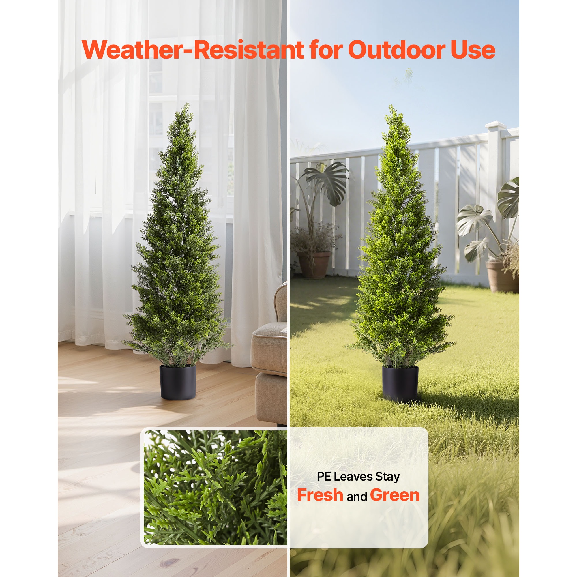 Artificial Cedar Topiary Trees Set Of 2 For Garden And Home Decor_voghion.com